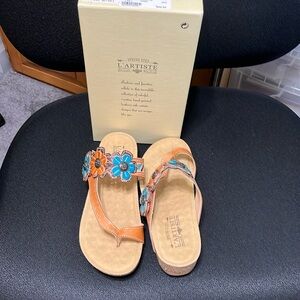 L’Artiste size 41, 9 1/2-10 Luigi’s-ca, hand painted leather sandals